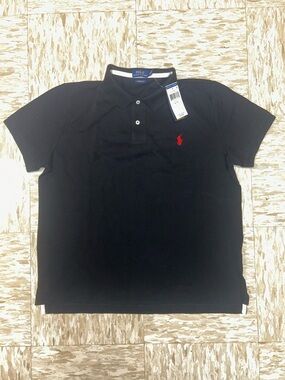 NWT Ralph Lauren Black Polo Shirt with Red Pony Logo